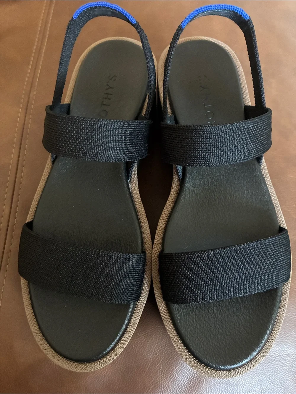 Rothy's The Lightweight Wedge Sandals black size 7.5  NEW in box